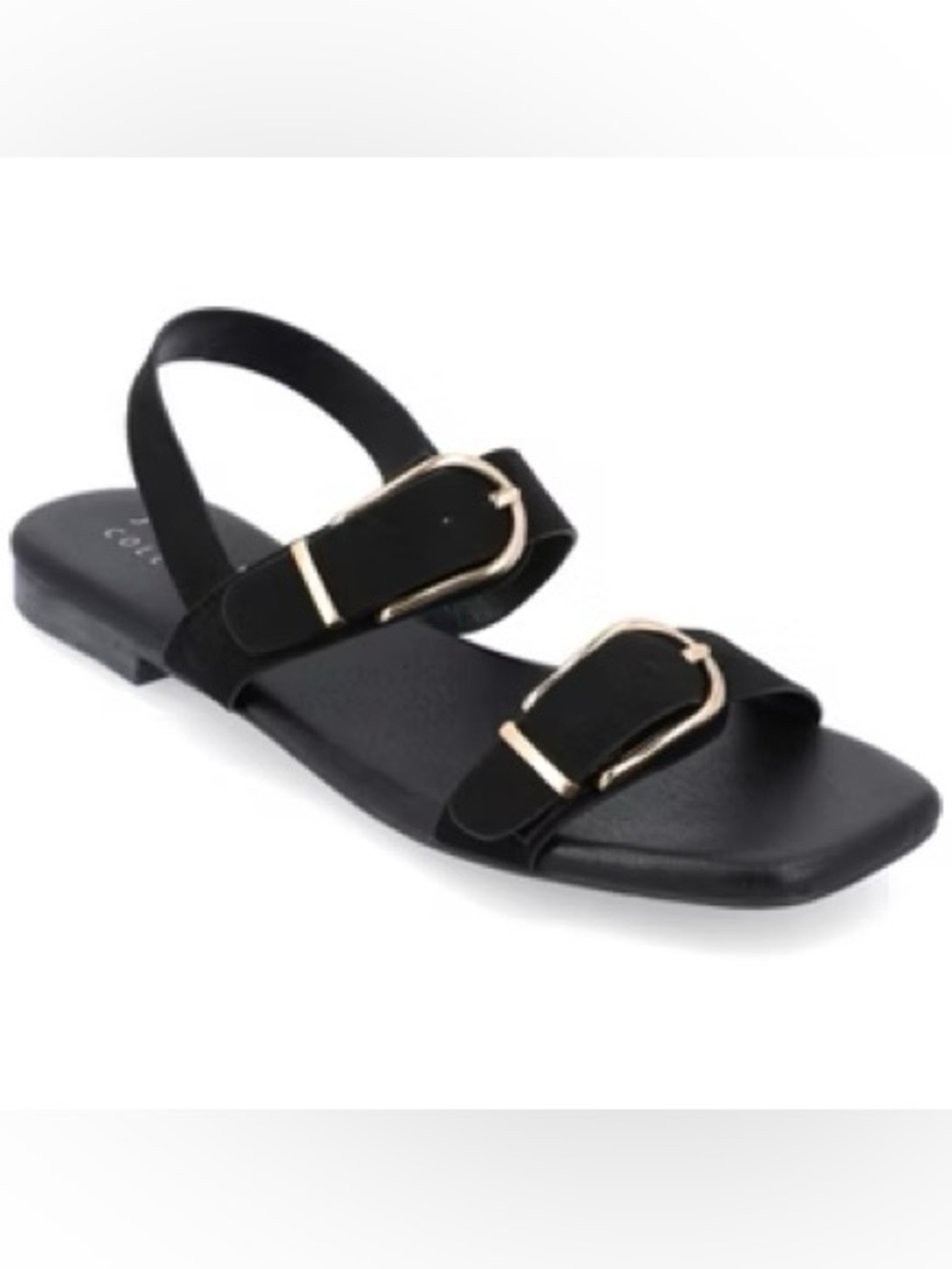 Journee Collection Women's Twylah Low Stacked Heel Sling Back Sandals Black 7.5M